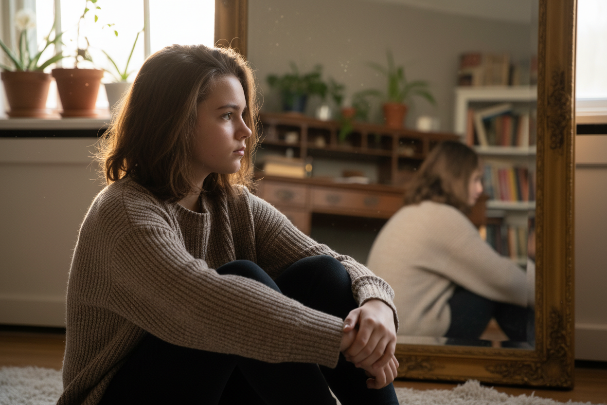 Close-up illustration showing how a cystic acne lesion differs from a normal pimple, with the ruptured follicle wall and fluid-filled cavity clearly labeled