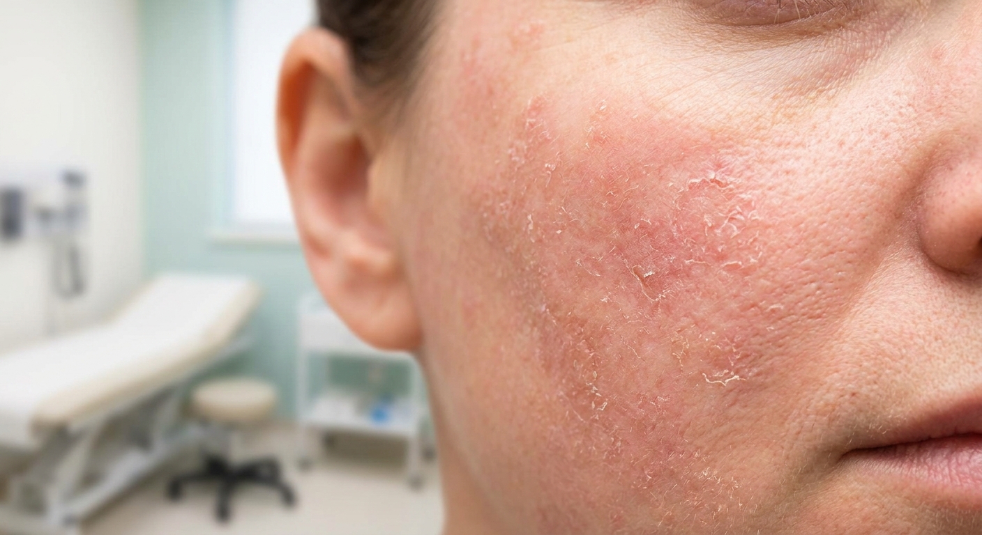 A damaged skin barrier illustration showing dry cracked skin