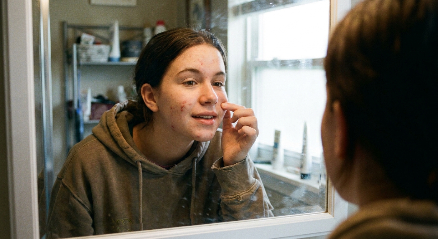 A teenager's skin showing faded marks over time
