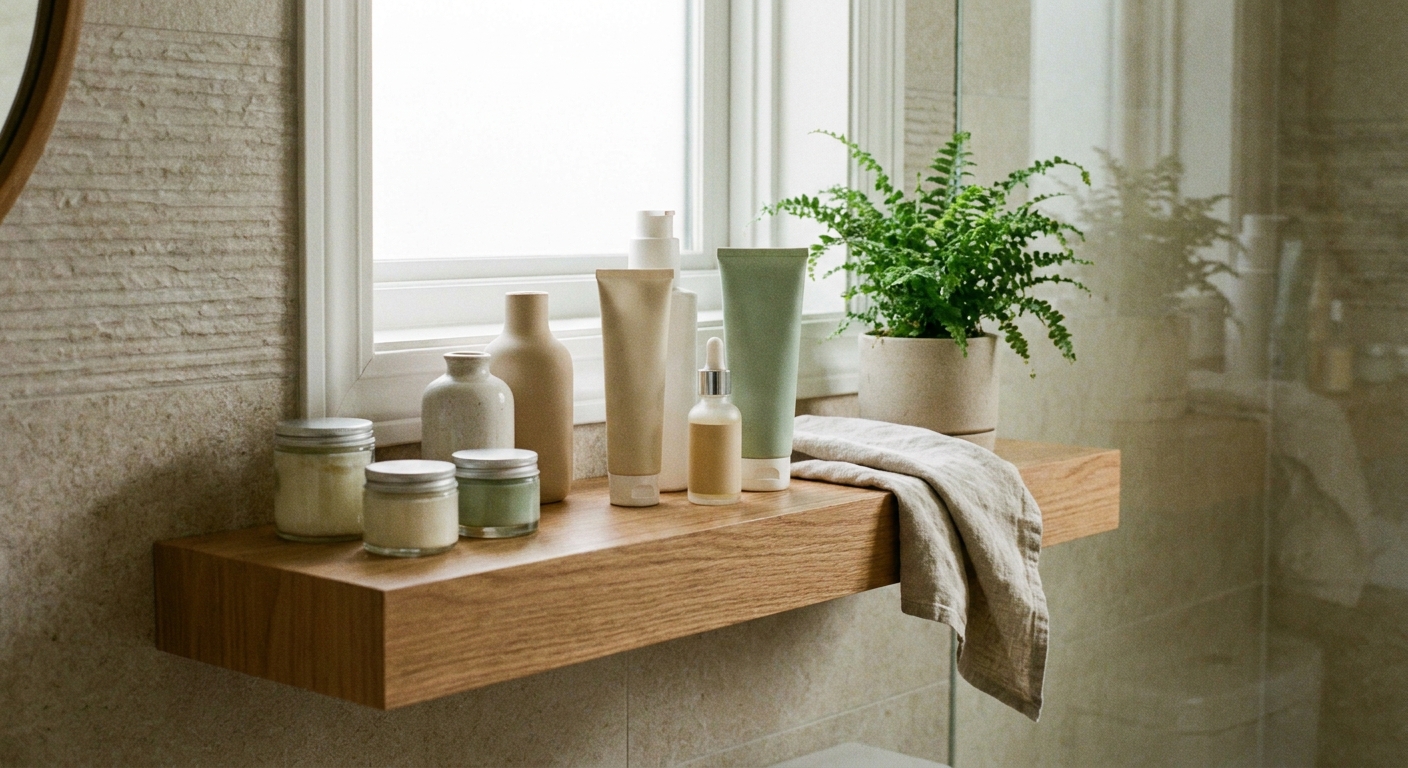 Gentle skincare products with ceramides on a shelf