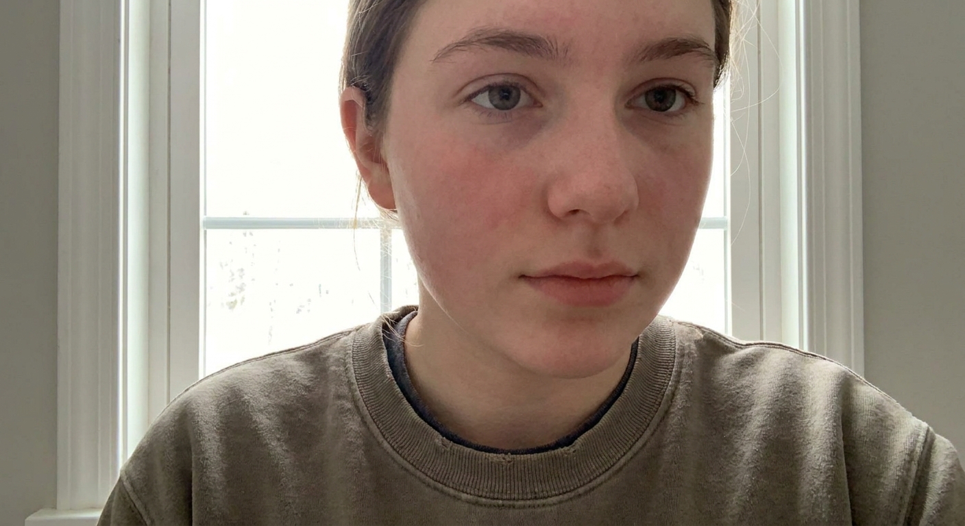 Before and after of skin with reduced redness